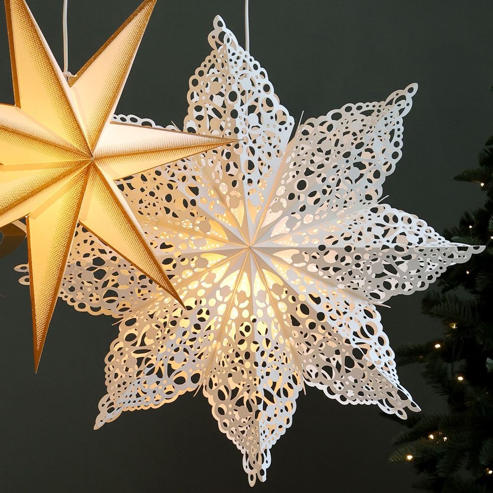 Krémová zdobená papírová hvězda Vintage Paper Star - 60 cm Chic Antique Krémová zdobená papírová hvězda Vintage Paper Star - 60 cm Chic Antique