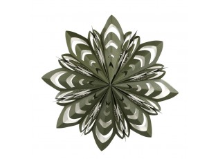 Olivová papírová zdobená hvězda Vintage Paper Star - 60 cm
