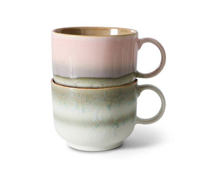 Set 2ks hrnek na čaj 70s Lush Tea - 14*10*8cm / 425 ml HKLIVING