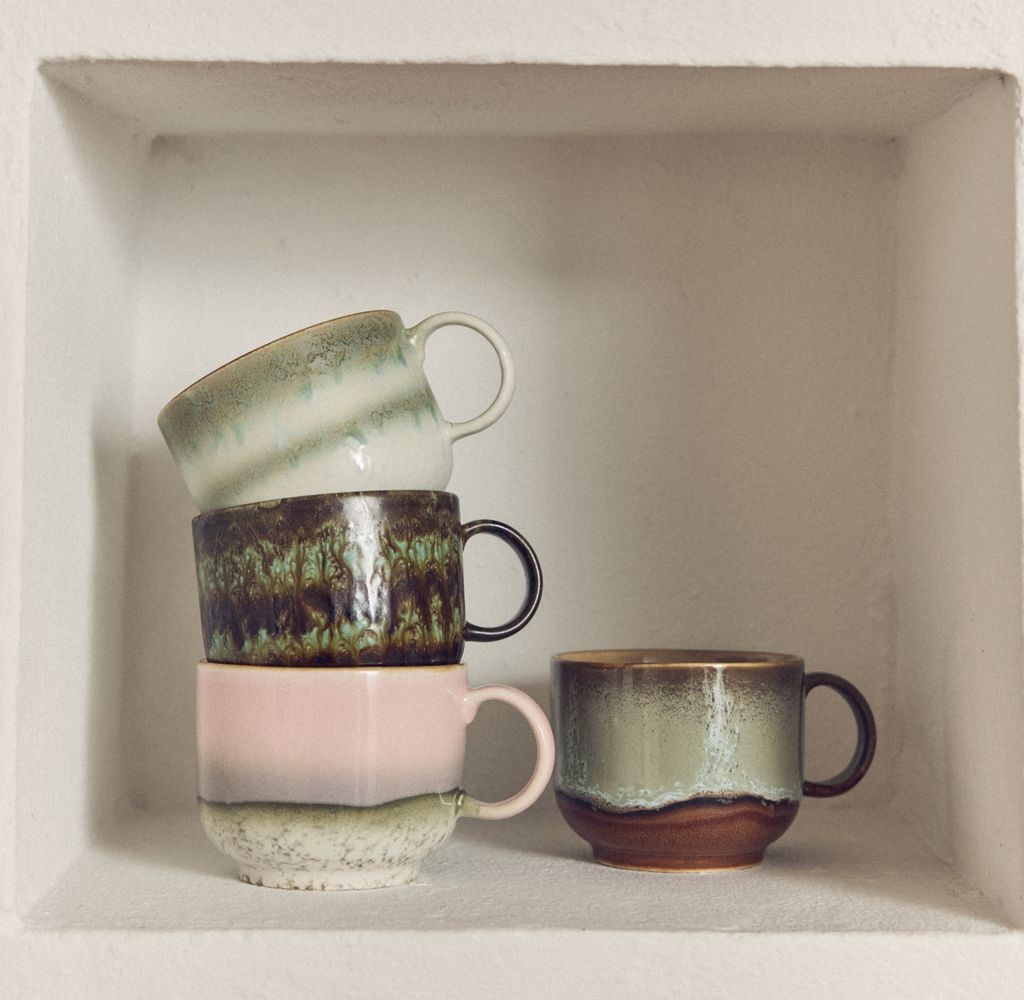 Set 2ks hrnek na čaj 70s Lush Odyssey Tea - 14*10*8cm / 425 ml HKLIVING Set 2ks hrnek na čaj 70s Lush Odyssey Tea - 14*10*8cm / 425 ml HKLIVING