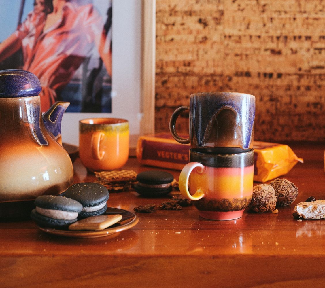 Set 4ks hrnek na kávu 70s Café Brazil - 10*7,5*8cm / 250 ml HKLIVING Set 4ks hrnek na kávu 70s Café Brazil - 10*7,5*8cm / 250 ml HKLIVING