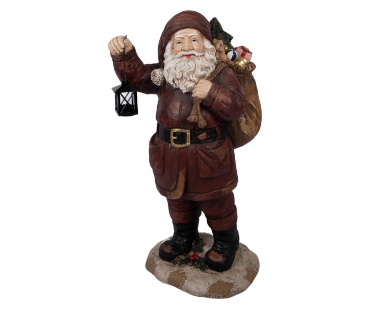 Veliká dekorativní figurka Santa Claus s dárky a lucernou - 37*39*82 cm Clayre & Eef