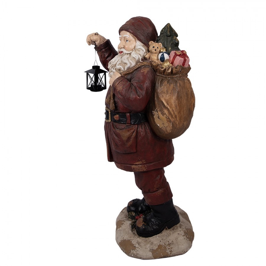 Veliká dekorativní figurka Santa Claus s dárky a lucernou - 37*39*82 cm Clayre & Eef Veliká dekorativní figurka Santa Claus s dárky a lucernou - 37*39*82 cm Clayre & Eef