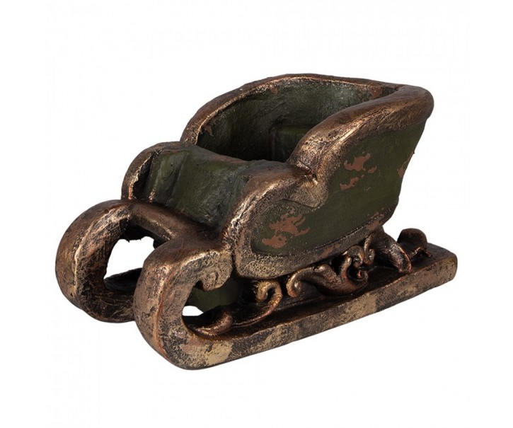 Vánoční dekorace zelené vintage sáně - 35*23*21 cm Clayre & Eef