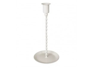 Krémový kovový kroucený svícen na úzkou svíčku Estelle M - Ø 10,5*22 cm