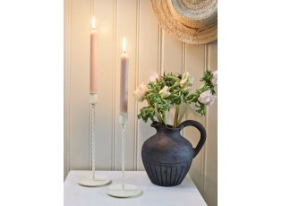 Krémový kovový kroucený svícen na úzkou svíčku Estelle M - Ø 10,5*22 cm