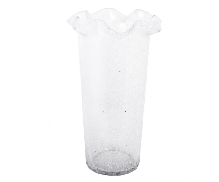 Průhledná skleněná vysoká váza s volánkem Milla - Ø 13*22 cm Str&ouml;mshaga