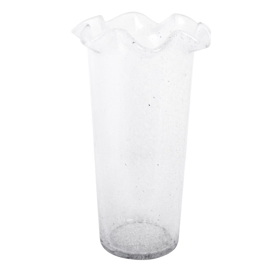Průhledná skleněná vysoká váza s volánkem Milla - Ø 13*22 cm
