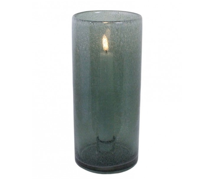 Zelený skleněný svícen na úzkou svíčku Elvira green - Ø 10*22 cm Str&ouml;mshaga