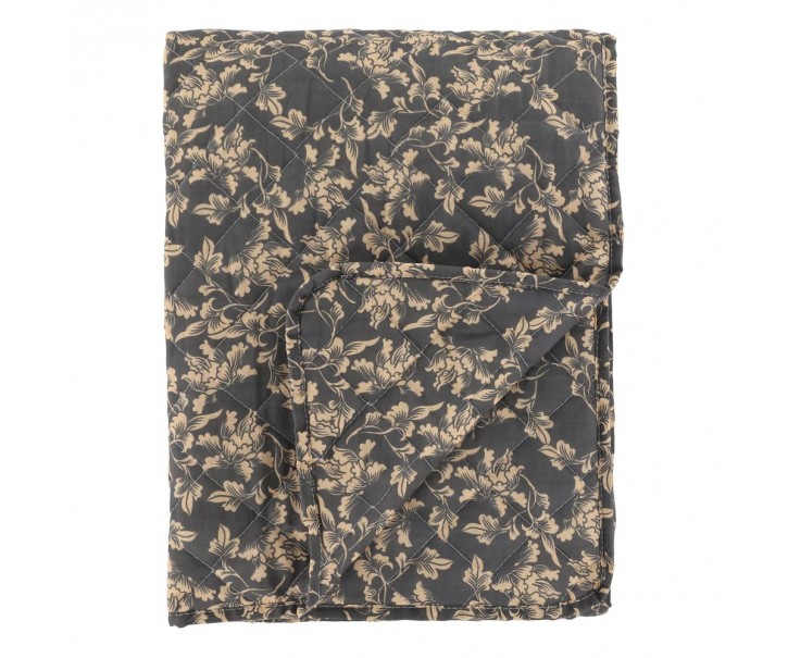 Tmavě šedý přehoz s listy Aix Vintage Quilt - 130*180 cm Chic Antique