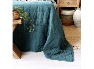 Tmavě zelený přehoz s opraným vzhledem Aix Vintage Quilt - 240*240 cm