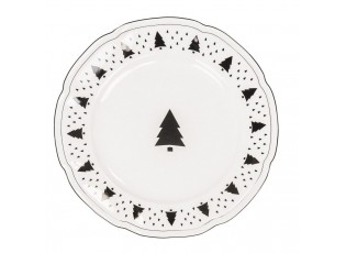 Krémový porcelánový jídelní talíř se stromky X-Mas Tree - Ø 26*1,5 cm