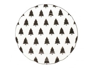 Krémový porcelánový dezertní talířek se stromky X-Mas Tree - Ø 15*1,5 cm
