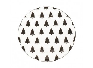 Krémový porcelánový dezertní talířek se stromky X-Mas Tree - Ø 20*1,5 cm
