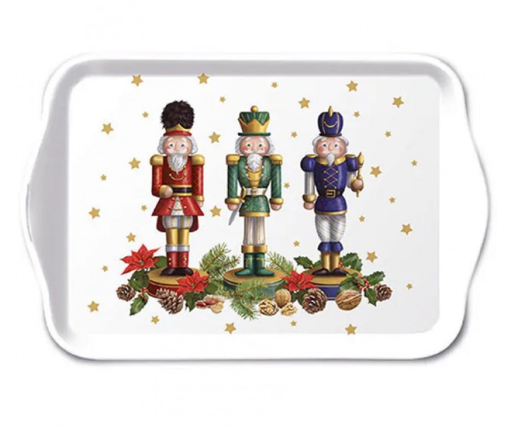 Bílý melaminový tácek s louskáčky Bearded Nutcrackers - 13*21 cm Ostatn&iacute;
