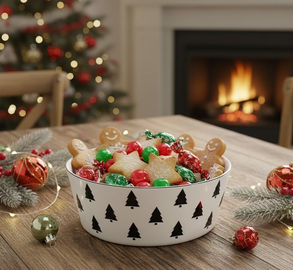 Krémová porcelánová salátová miska se stromky X-Mas Tree - Ø 17,5*6,5 cm Housevitamin Krémová porcelánová salátová miska se stromky X-Mas Tree - Ø 17,5*6,5 cm Housevitamin