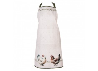 Béžová bavlněná zástěra se slepičkami Barnyard Chicken - 70*85 cm