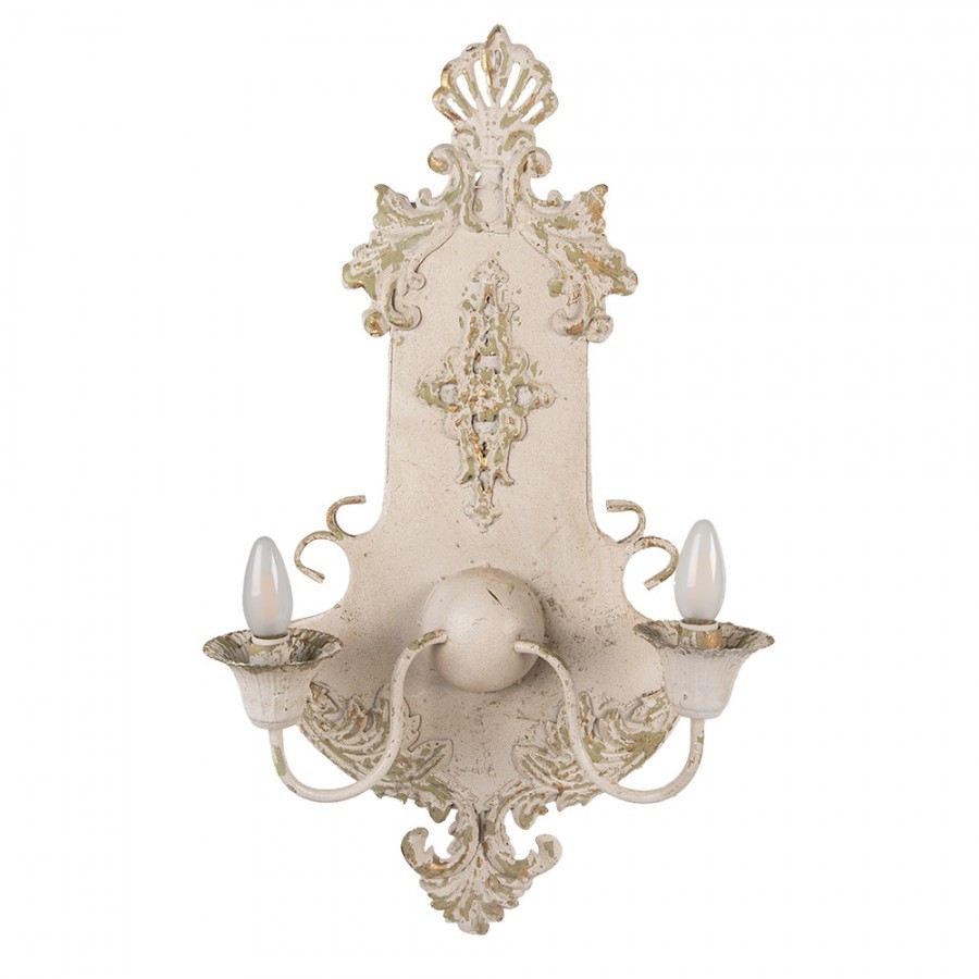 Béžová antik nástěnná kovová lampa Camille - 40*18*70 cm E14/ 2*25W