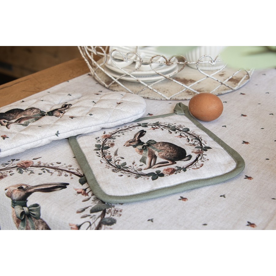 Bavlněná utěrka se zajícem Natural Linen Easter - 50*70 cm Clayre & Eef Bavlněná utěrka se zajícem Natural Linen Easter - 50*70 cm Clayre & Eef