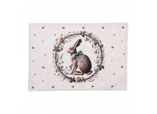 6ks bavlněné prostírání na stůl se zajícem Natural Linen Easter - 48*35 cm
