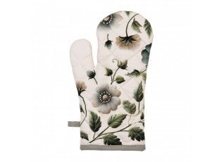 Béžová bavlněná chňapka - rukavice s květy Gently Blooming - 18*30 cm