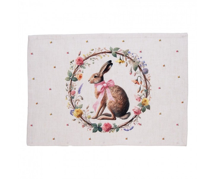 6ks prostírání zajíc s květy Easter Whispers Collection - 48*35 cm Clayre & Eef