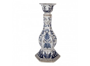Porcelánový svícen s modrými květy Vintage Unique L - Ø 18*36 cm