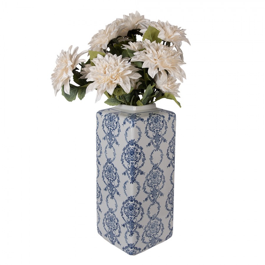 Porcelánová váza s víčkem a modrými květy Vintage Unique - 16*16*41 cm Clayre & Eef Porcelánová váza s víčkem a modrými květy Vintage Unique - 16*16*41 cm Clayre & Eef