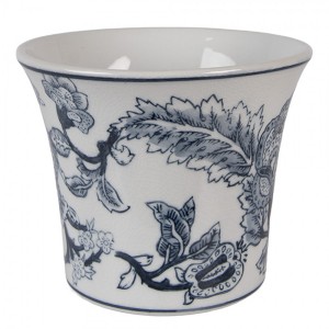 Porcelánový obal na květináč s modrými květy Vintage Unique M - Ø 16*13 cm