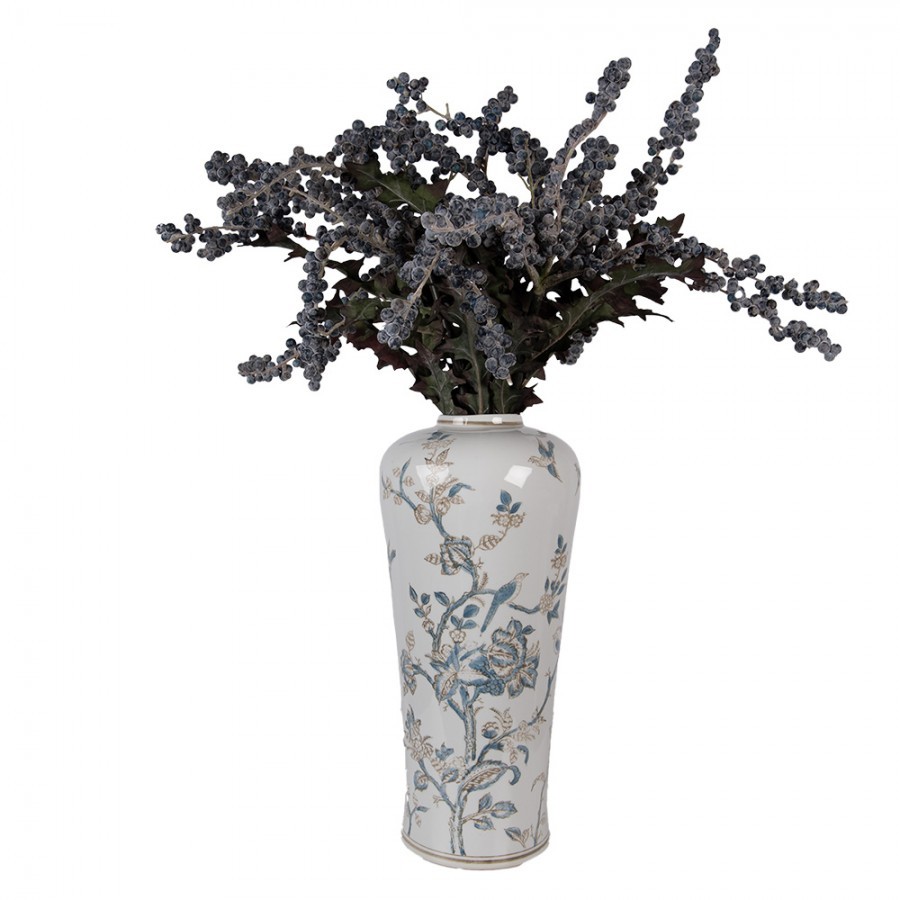 Porcelánová váza s modrými květy Vintage Unique - Ø 17*39 cm Clayre & Eef Porcelánová váza s modrými květy Vintage Unique - Ø 17*39 cm Clayre & Eef