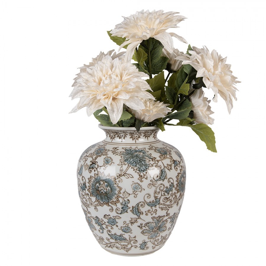 Porcelánová váza s modrými květy Vintage Unique - Ø 22*25 cm Clayre & Eef Porcelánová váza s modrými květy Vintage Unique - Ø 22*25 cm Clayre & Eef