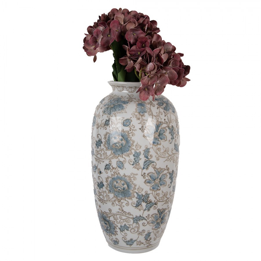 Porcelánová váza s modrými květy Vintage Unique - 19*10*38 cm Clayre & Eef Porcelánová váza s modrými květy Vintage Unique - 19*10*38 cm Clayre & Eef