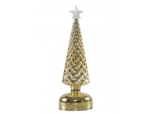 Zlatý svítící skleněný vánoční stromek Led M - Ø 8*26 cm