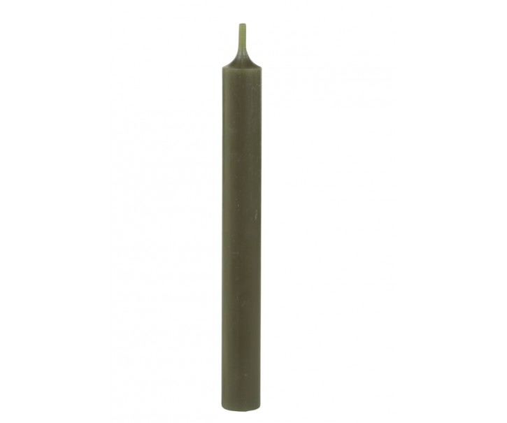 Zelená úzká svíčka dinner green - Ø 2*18cm / 7h Chic Antique