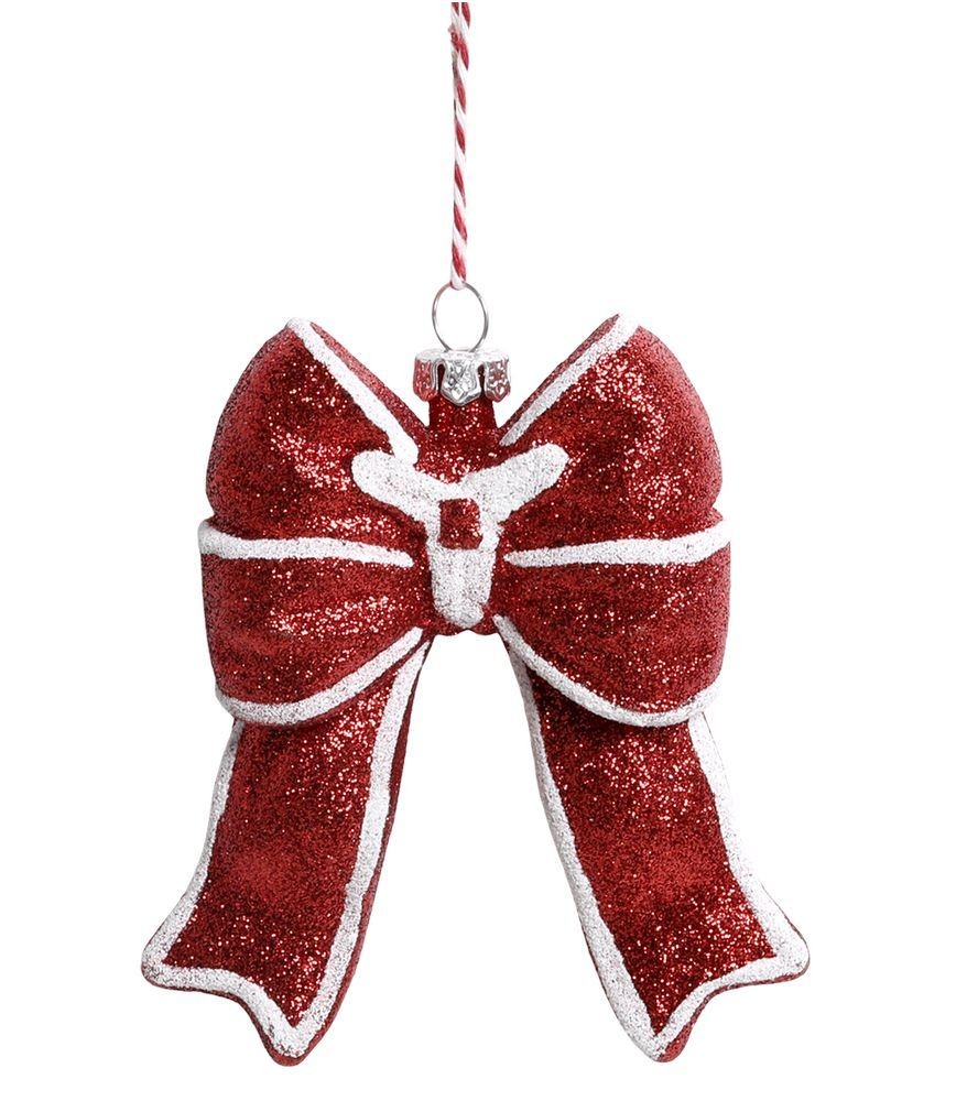 Červená třpytivá vánoční ozdoba mašle Chic - 9*3*11 cm