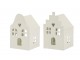 Set 2ks krémový antik svícen domek na čajovou svíčku - 6*6*10 cm Chic Antique