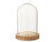 Přírodní dřevěný podnos se skleněným poklopem Bell Jar S - Ø 11*16 cm J-Line by Jolipa