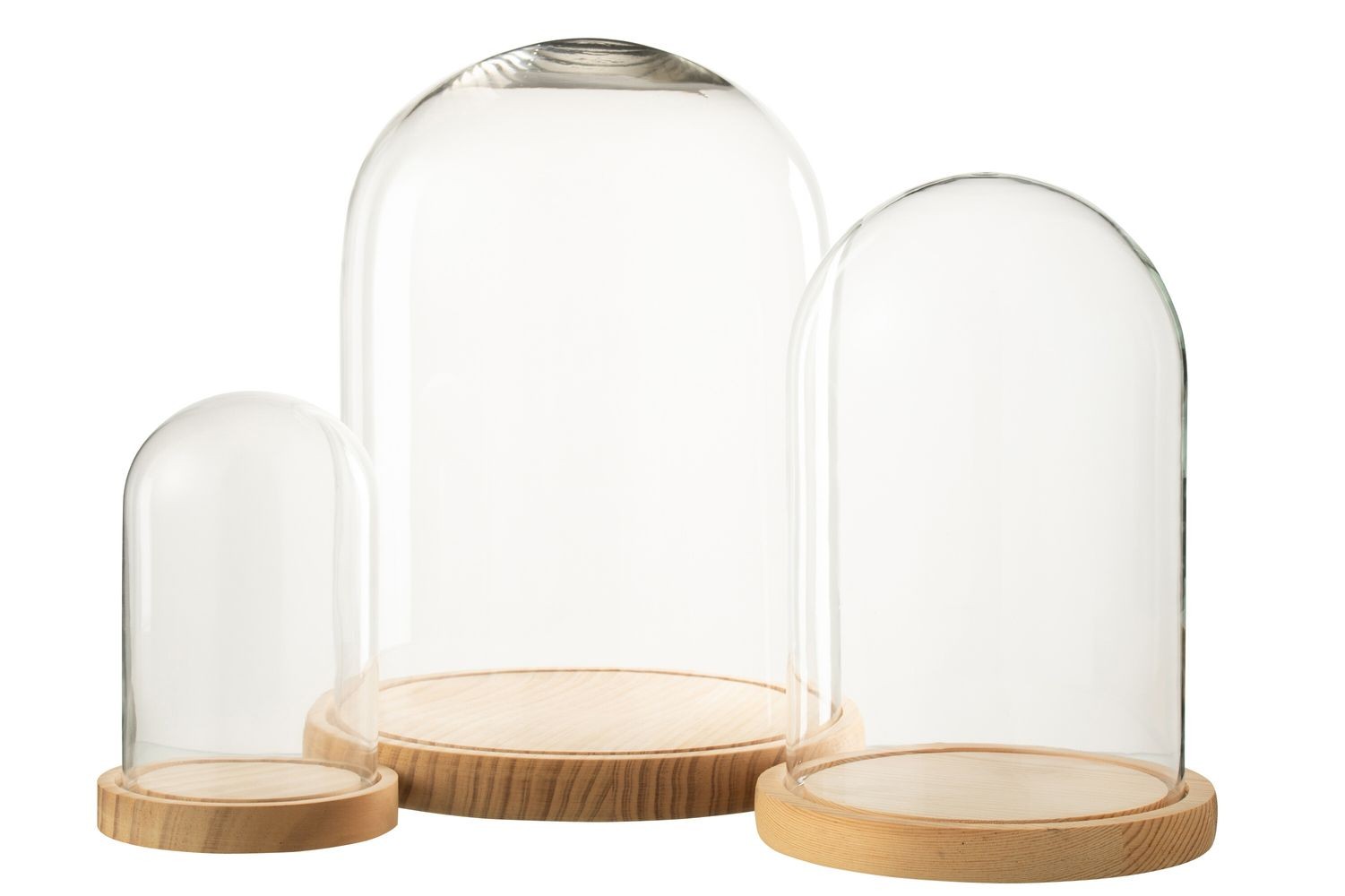 Přírodní dřevěný podnos se skleněným poklopem Bell Jar L - Ø 23*29 cm J-Line by Jolipa Přírodní dřevěný podnos se skleněným poklopem Bell Jar L - Ø 23*29 cm J-Line by Jolipa