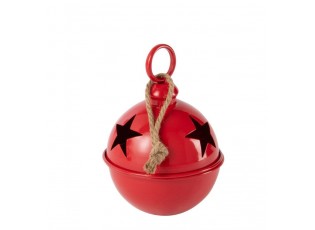 Červená kovová ozdoba rolnička se šňůrkou Baub Xmas S - Ø 16*26 cm