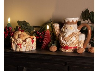 Bílo-hnědá keramická miska s perníčky Gingerbread - Ø14*7 cm
