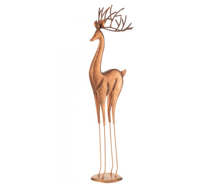 Měděná kovová dekorace jelen Deer M - 19*13*71 cm J-Line by Jolipa
