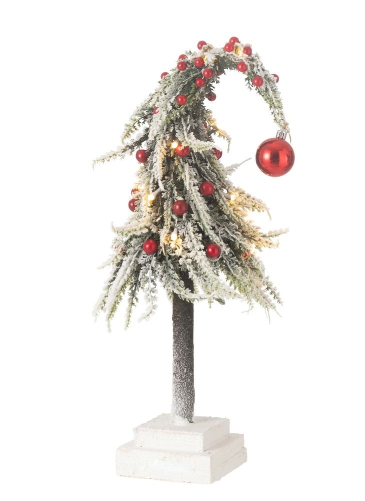 Vánoční zasněžený strom s Led světýlky Xmas - 15*45 cm