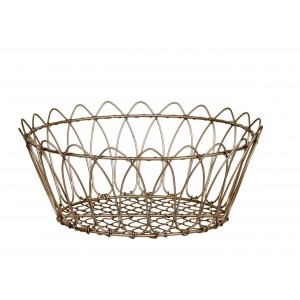 Mosazný antik kovový košík Fil de fer Basket - Ø 27*11 cm