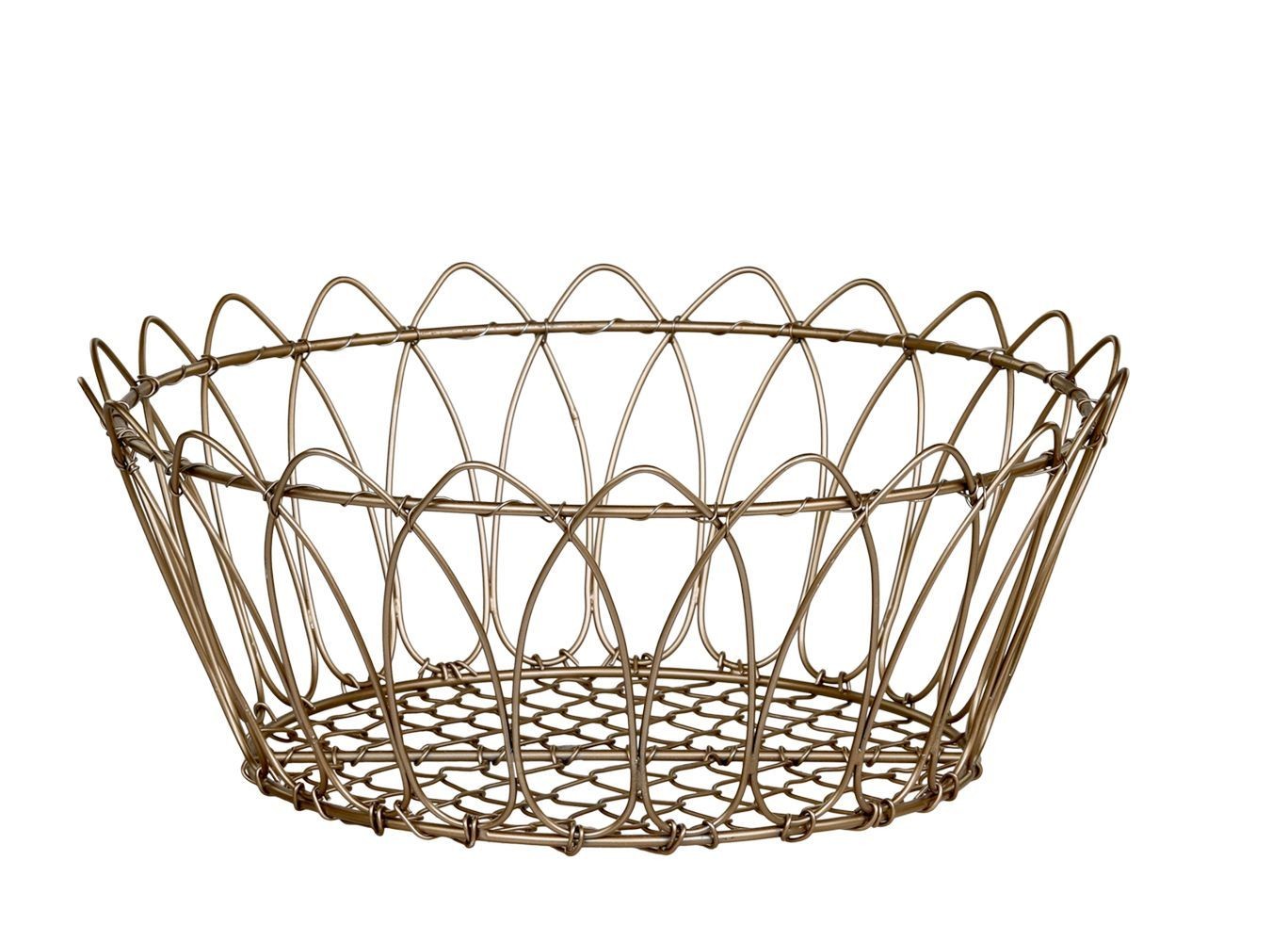 Mosazný antik kovový košík Fil de fer Basket - Ø 27*11 cm