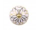 Bílá antik porcelánová úchytka s mosaznou květinou Cruz - Ø 4*6,5 cm Chic Antique