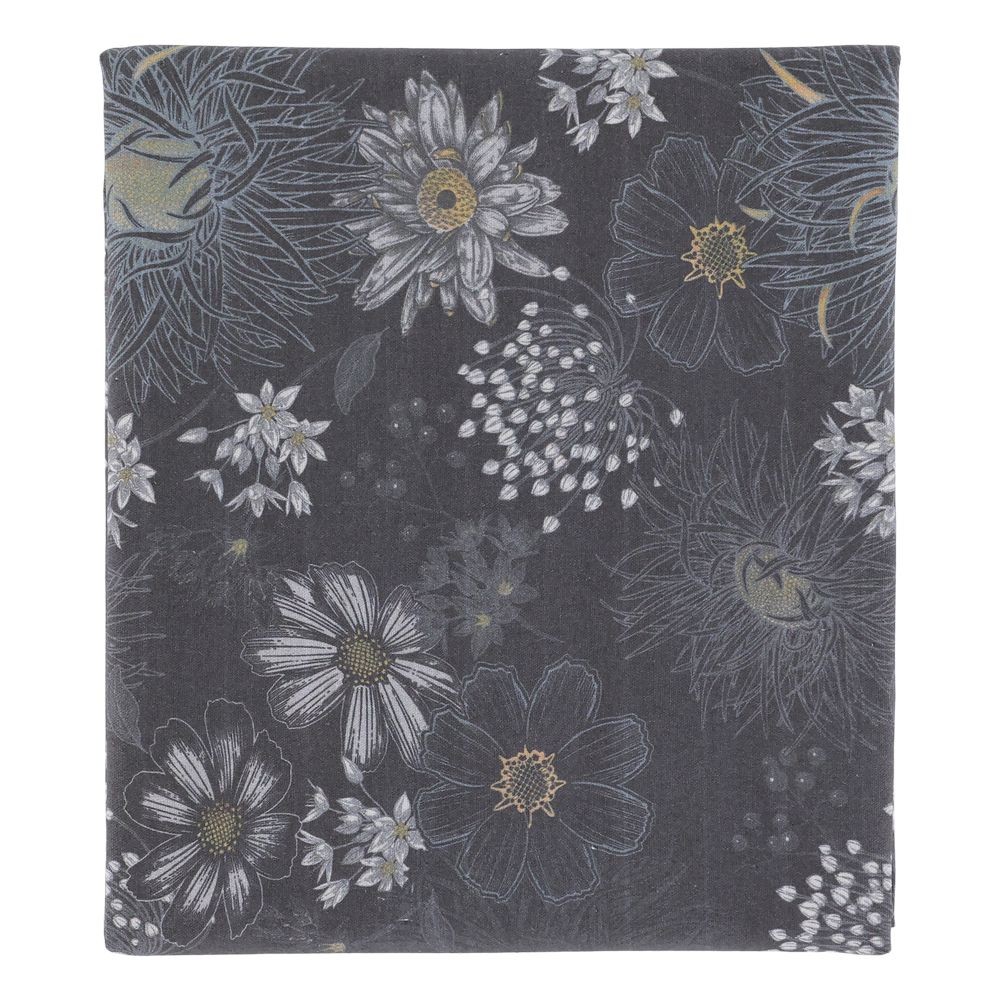Šedý bavlněný ubrus s květy Aix Wild Flowers - 140*240 cm