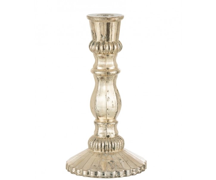 Stříbrný antik skleněný svícen Vintage Chantal L - Ø 12*23 cm J-Line by Jolipa
