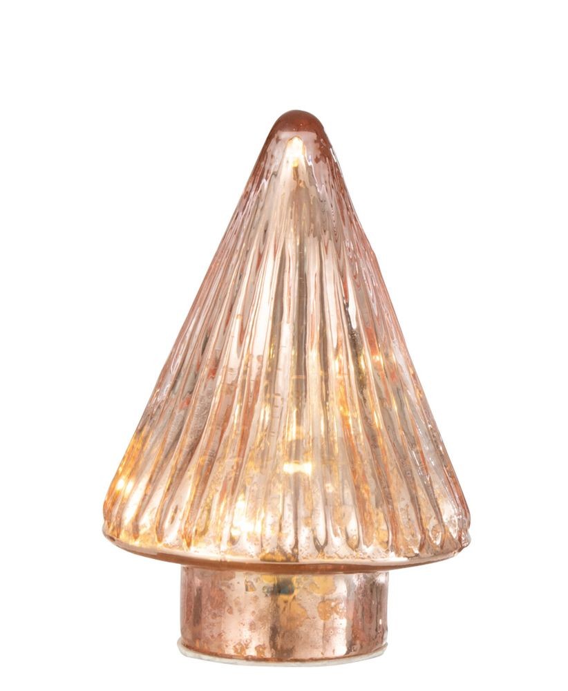 Růžový svítící skleněný stromek Tree Led - Ø 9*12 cm