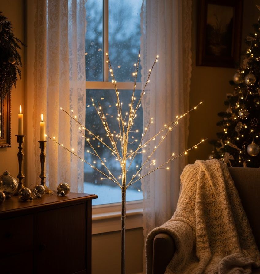 Dekorace stříbrný svítící stromek Tree Bare Led M - 56*56*100 cm J-Line by Jolipa Dekorace stříbrný svítící stromek Tree Bare Led M - 56*56*100 cm J-Line by Jolipa