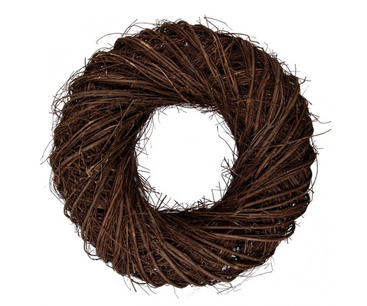 Přírodní hnědý proutěný věnec Woodly XL - Ø 50*13 cm Clayre & Eef